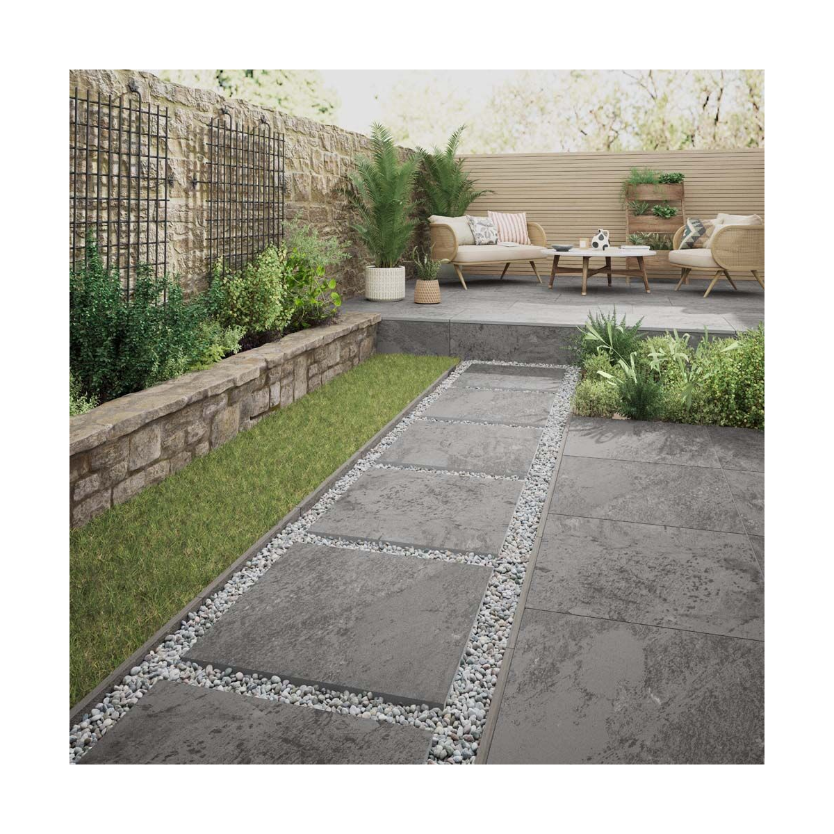 Verona Harlow Grey Outdoor Porcelain Floor 60x60x2cm