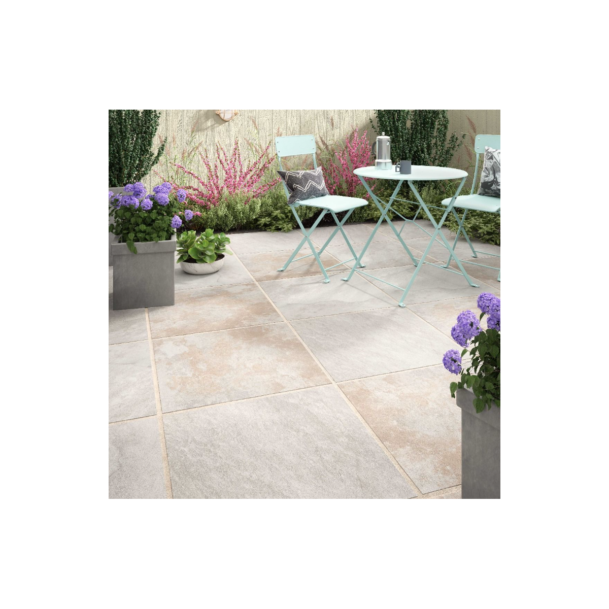 Verona Adlington White Outdoor Porcelain Floor Tile 60x60x2cm, Pack of 2