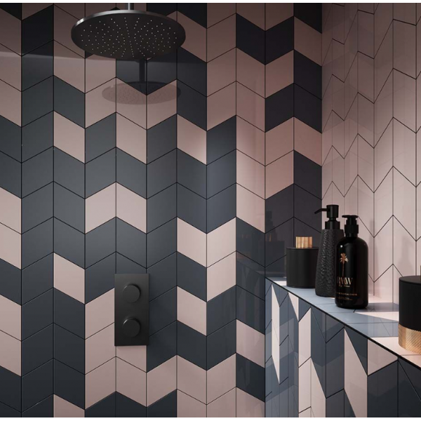 Verona Rhomboid Pink Ceramic Wall Tile 15.2x26.3cm, Pack of 25