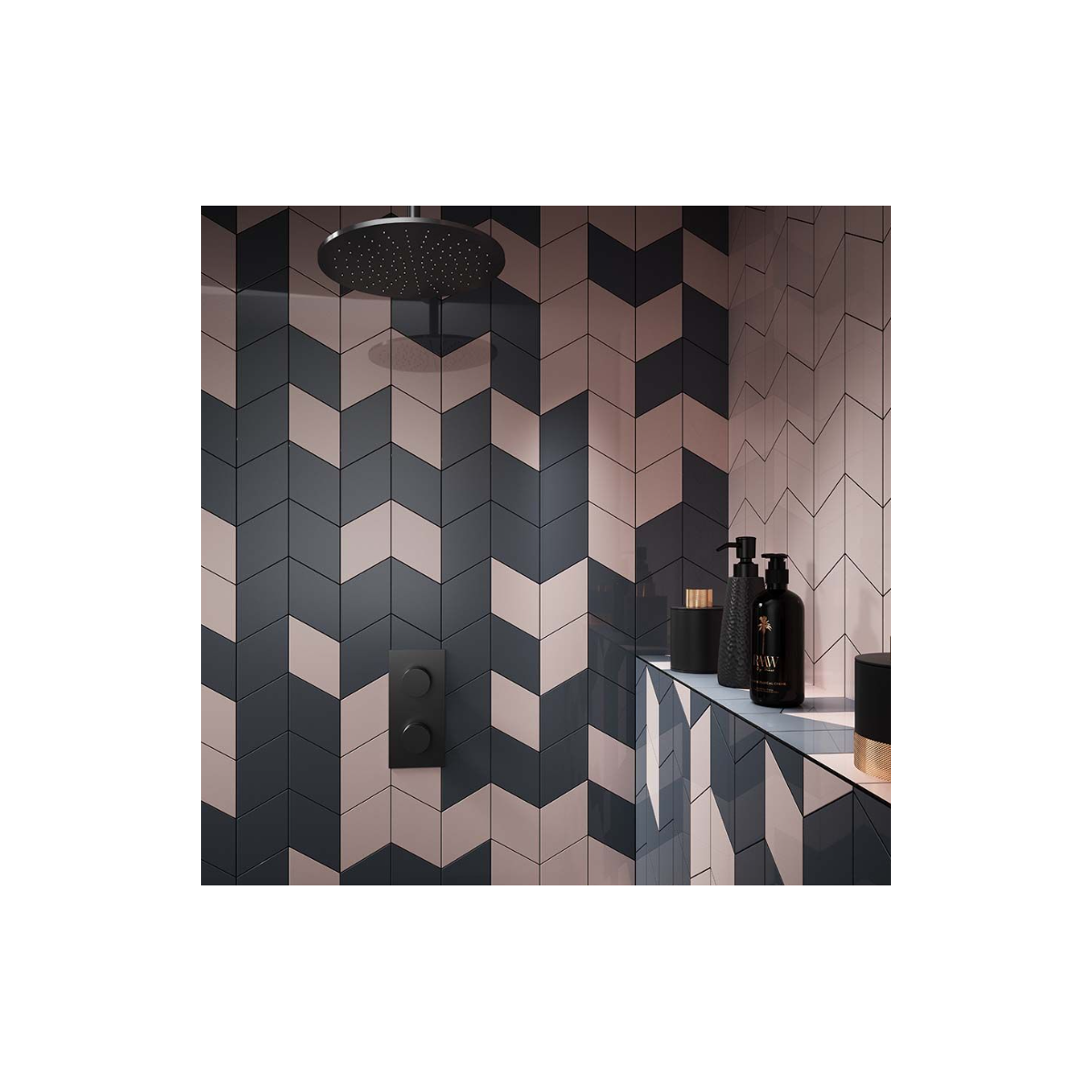 Verona Rhomboid Pink Ceramic Wall Tile 15.2x26.3cm, Pack of 25