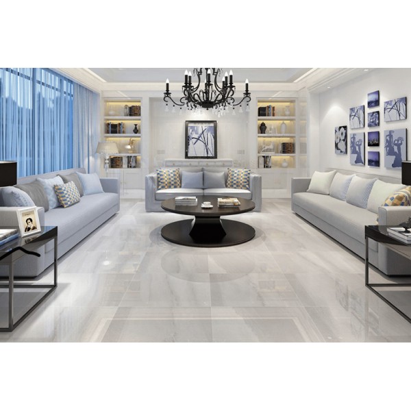 Vincenza Bianco Porcelain Polished Kitchen Floor Tile 60x60cm