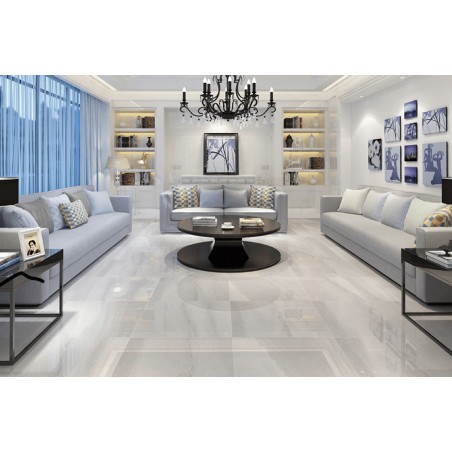 Vincenza Bianco Porcelain Polished Kitchen Floor Tile 60x60cm